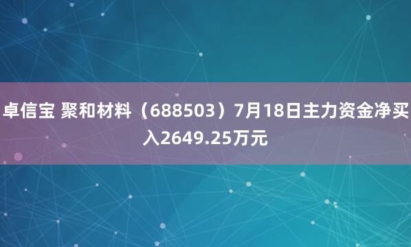 卓信宝 聚和材料（688503）7月18日主力资金净买入2649.25万元